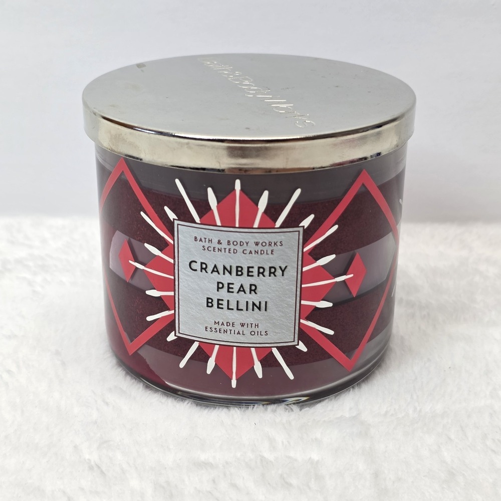 Bath & Body Works (1) CRANBERRY PEAR BELLINI 3 Wick 14.5 oz Candles HOLIDAY!